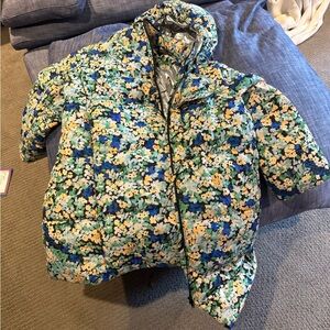 STINE GOYA Floral Blue and Yellow Puffer Jacket